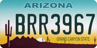 AZ license plate BRR3967