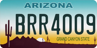 AZ license plate BRR4009