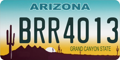 AZ license plate BRR4013