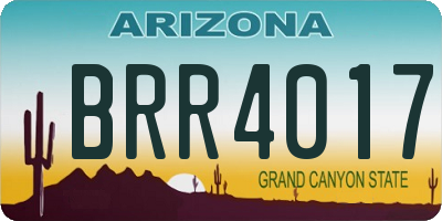 AZ license plate BRR4017