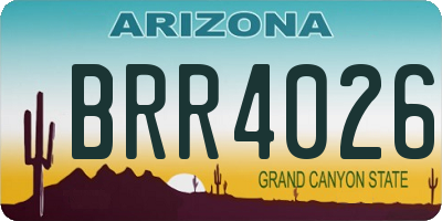 AZ license plate BRR4026