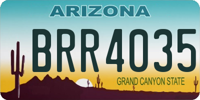 AZ license plate BRR4035