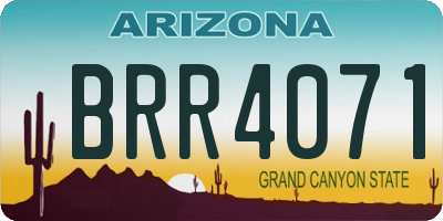 AZ license plate BRR4071