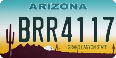 AZ license plate BRR4117