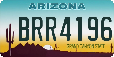 AZ license plate BRR4196