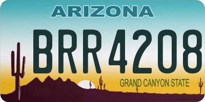 AZ license plate BRR4208