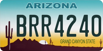 AZ license plate BRR4240