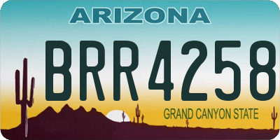 AZ license plate BRR4258