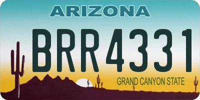 AZ license plate BRR4331