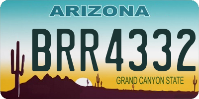AZ license plate BRR4332