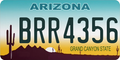 AZ license plate BRR4356