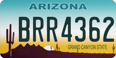 AZ license plate BRR4362