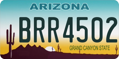 AZ license plate BRR4502