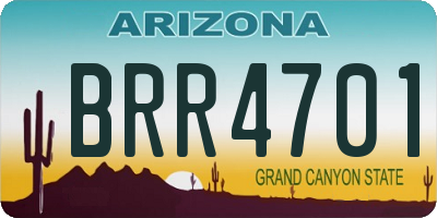 AZ license plate BRR4701