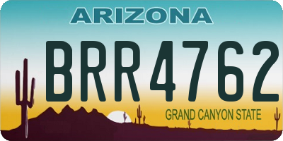 AZ license plate BRR4762