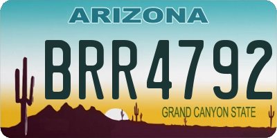 AZ license plate BRR4792