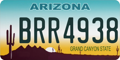 AZ license plate BRR4938