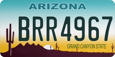 AZ license plate BRR4967