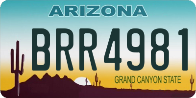 AZ license plate BRR4981