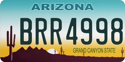 AZ license plate BRR4998