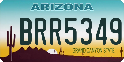 AZ license plate BRR5349