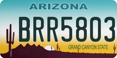 AZ license plate BRR5803