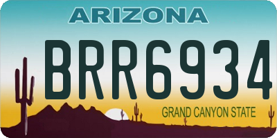 AZ license plate BRR6934