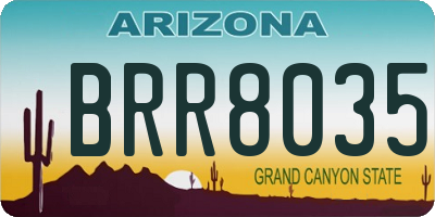 AZ license plate BRR8035
