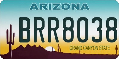 AZ license plate BRR8038