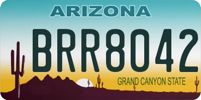 AZ license plate BRR8042