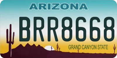 AZ license plate BRR8668