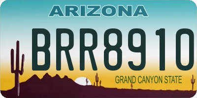 AZ license plate BRR8910