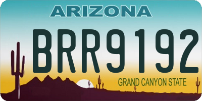 AZ license plate BRR9192