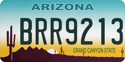 AZ license plate BRR9213