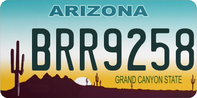 AZ license plate BRR9258