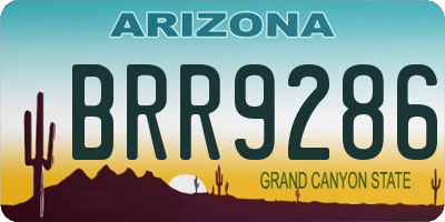 AZ license plate BRR9286