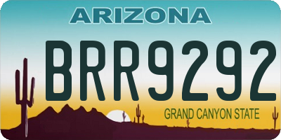 AZ license plate BRR9292