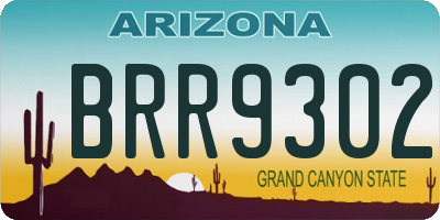 AZ license plate BRR9302