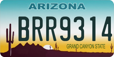 AZ license plate BRR9314