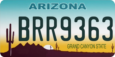 AZ license plate BRR9363