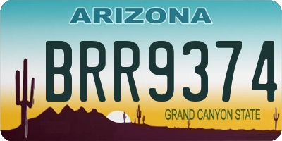 AZ license plate BRR9374