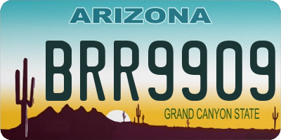 AZ license plate BRR9909