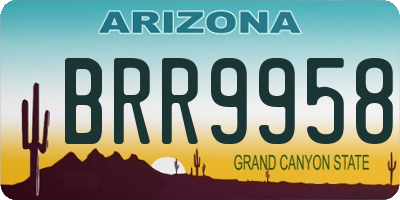 AZ license plate BRR9958