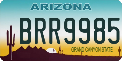 AZ license plate BRR9985