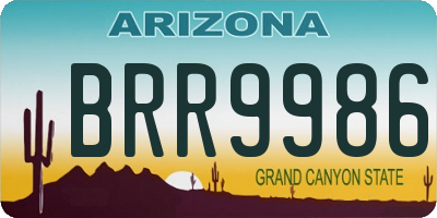 AZ license plate BRR9986
