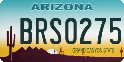 AZ license plate BRS0275