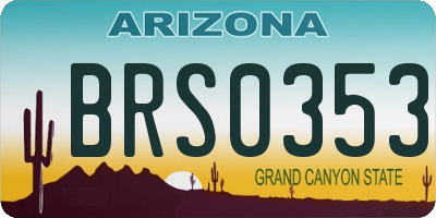 AZ license plate BRS0353