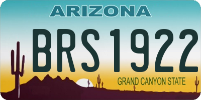 AZ license plate BRS1922
