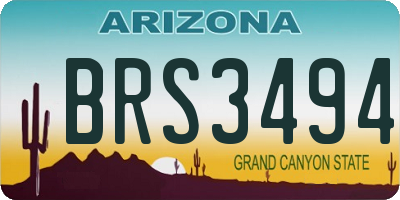AZ license plate BRS3494