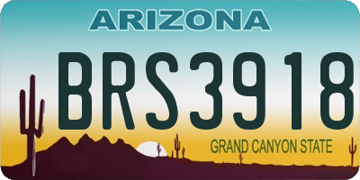 AZ license plate BRS3918